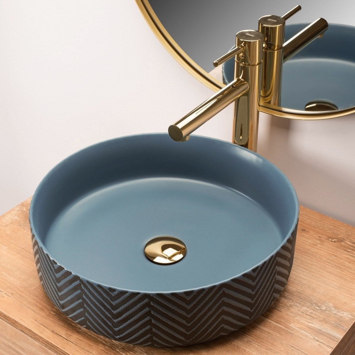 Poze Lavoar Ashley ceramica sanitara albastru - 40 cm