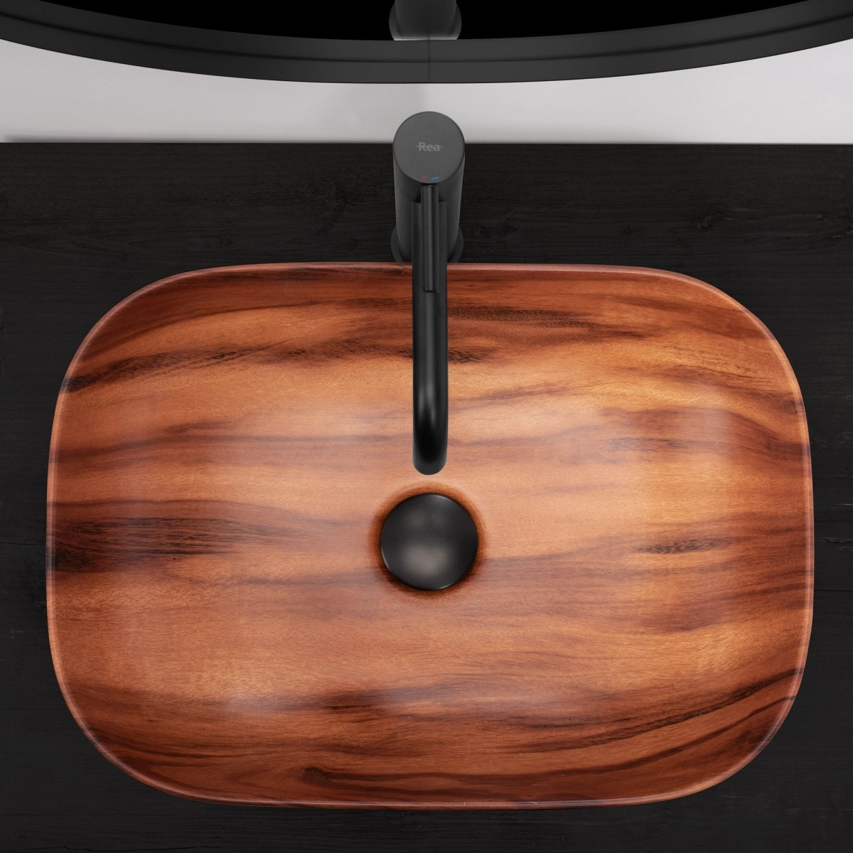 Poze Lavoar Belinda Wood ceramica efect de lemn - 46 cm