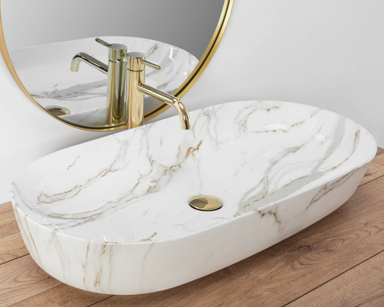 Poze Lavoar Cleo Alb Shiny Aiax ceramica sanitara – 81 cm