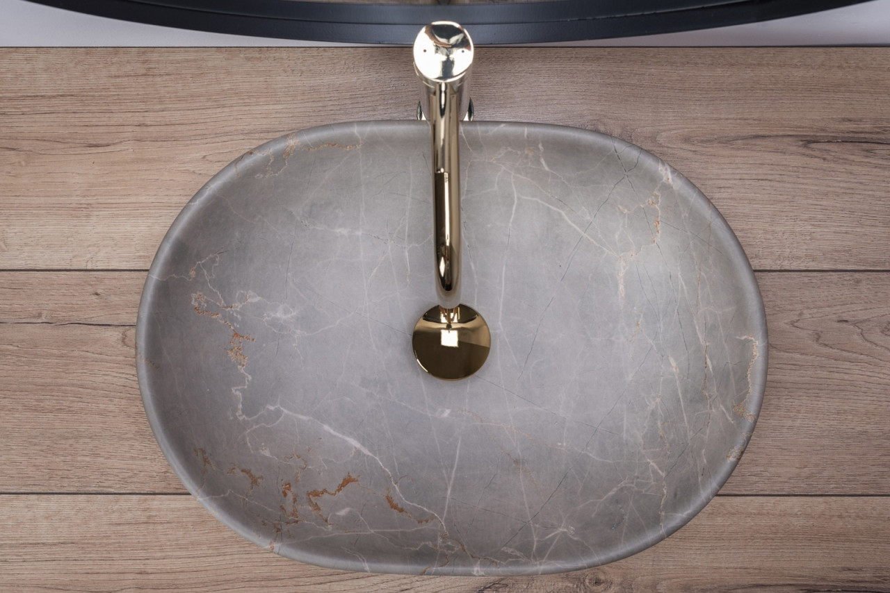 Poze Lavoar Lara Marmura Beige ceramica sanitara - 48,5 cm