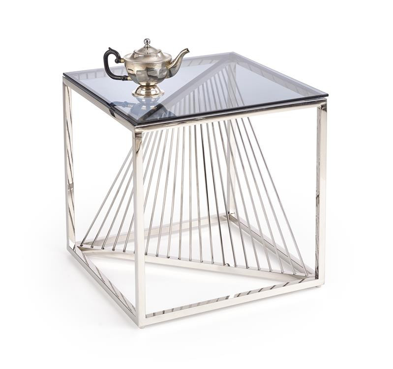 Masa de cafea patrata infinity - sticla/silver
