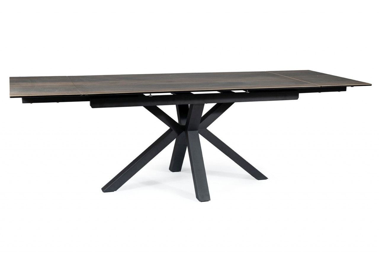 Masa extensibila columbus ceramic maro/negru mat - l160-240 cm