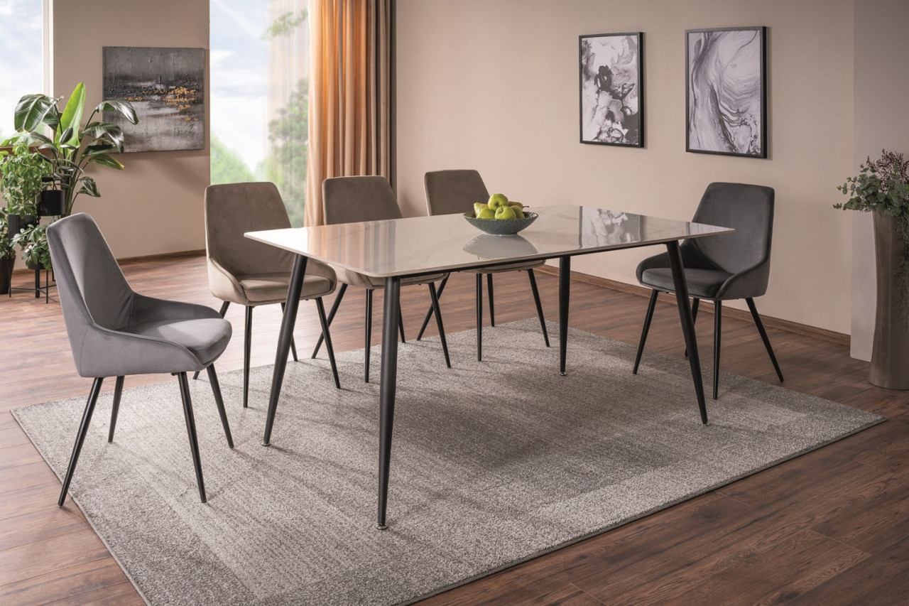 Poze Masa Rion marmura alba/negru mat – L160xl90xh76 cm