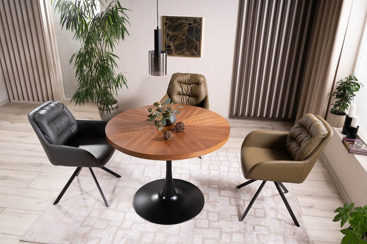 Poze Masa rotunda Amadeo nuc/negru mat - d100 x h76 cm