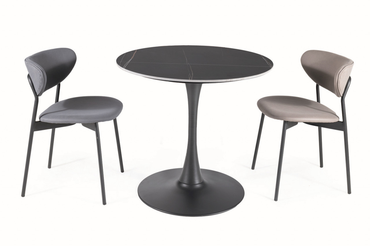 Poze Masa rotunda Espero negru mat/negru mat - ø80 / h75 cm