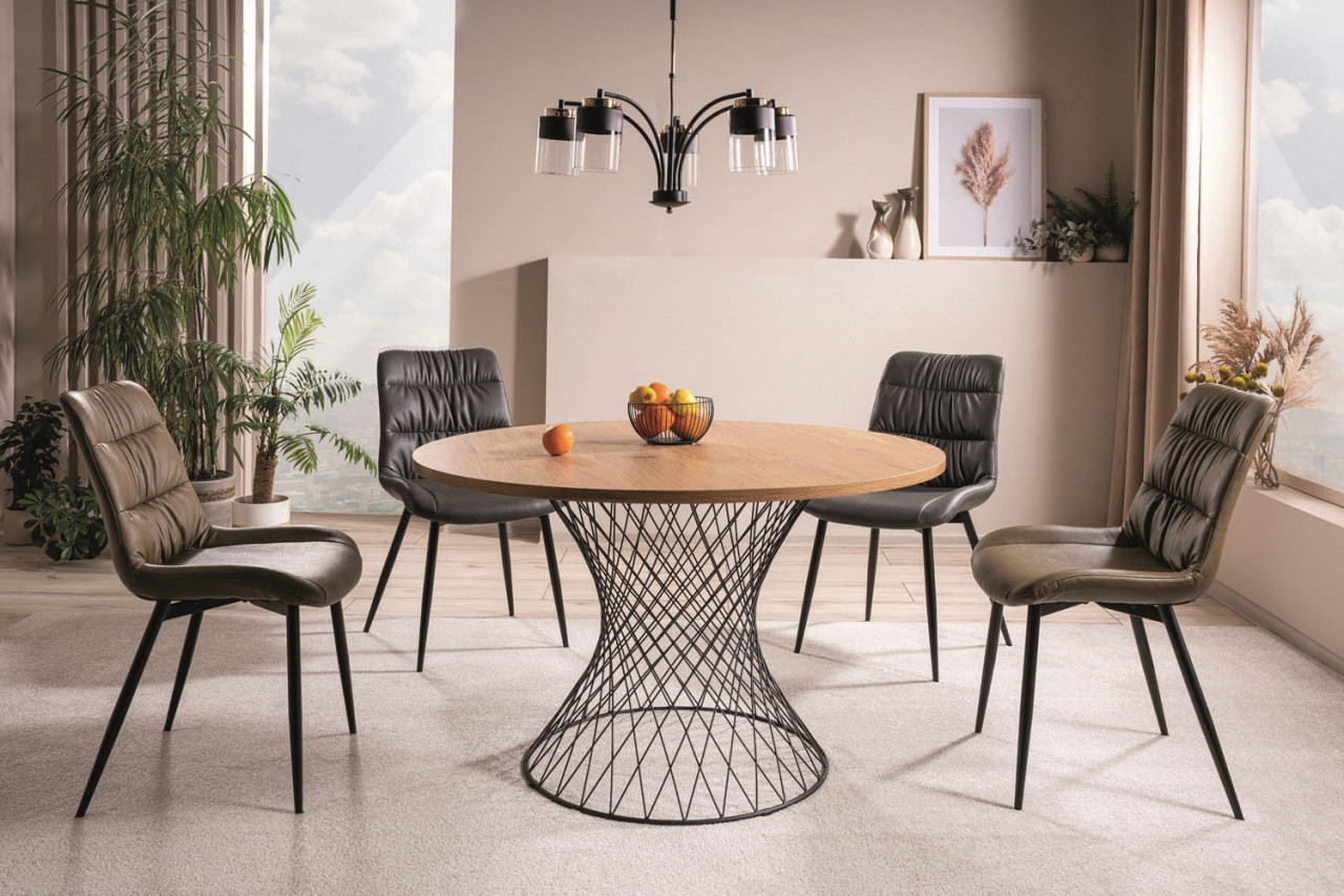 Masa rotunda orlando stejar/negru – d120 x h73 cm