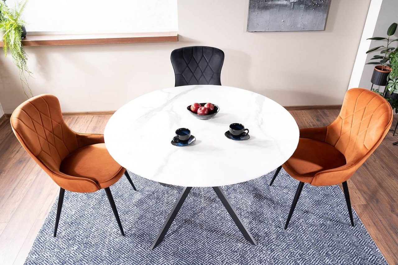 Poze Masa rotunda Talia marmura alba/negru - d120 x h76 cm