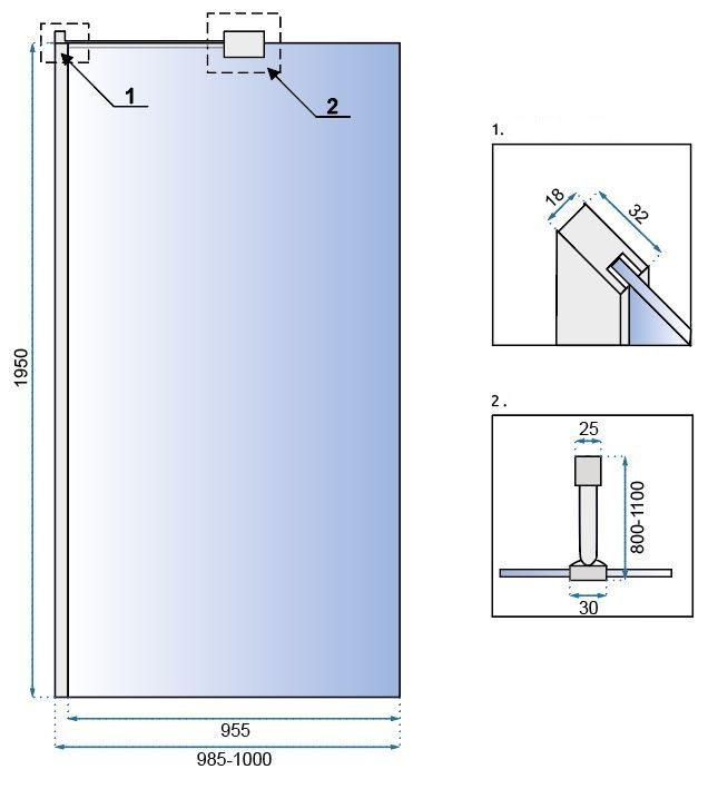 Poze Paravan de dus Aero N 100 transparent
