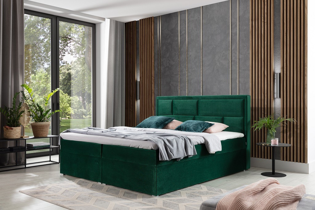 Pat tapitat boxspring meron – 140/200 cm