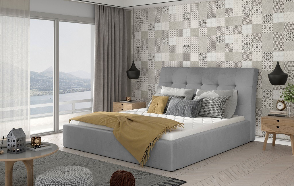 Pat tapitat inge – 140/200, l223 x l140 x h93 cm