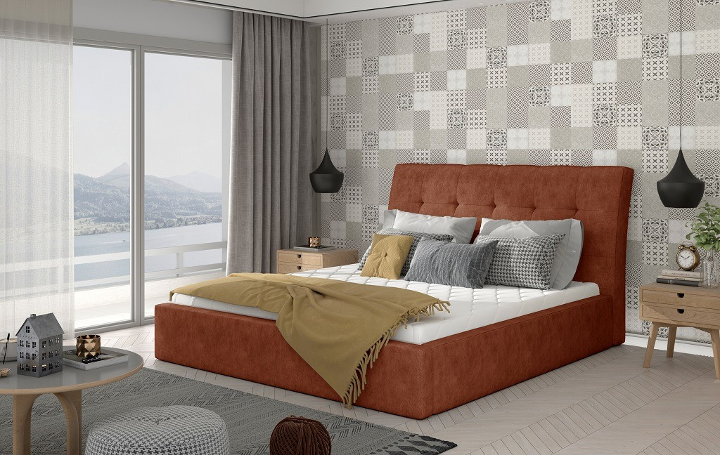Poze Pat tapitat Inge – 140/200, L223 x l140 x h93 cm