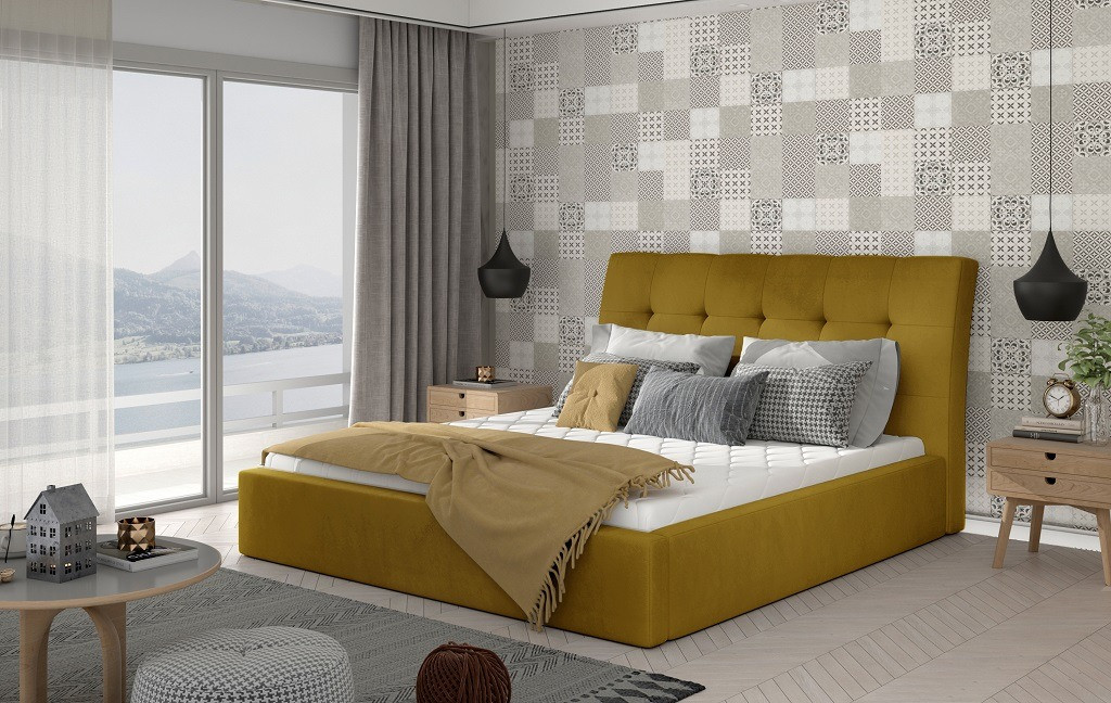 Poze Pat tapitat Inge – 160/200, L223 x l160 x h93 cm