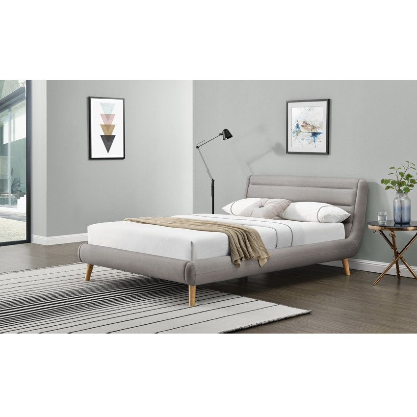 Poze Pat tapitat stofa Elanda gri deschis - 140x200 cm