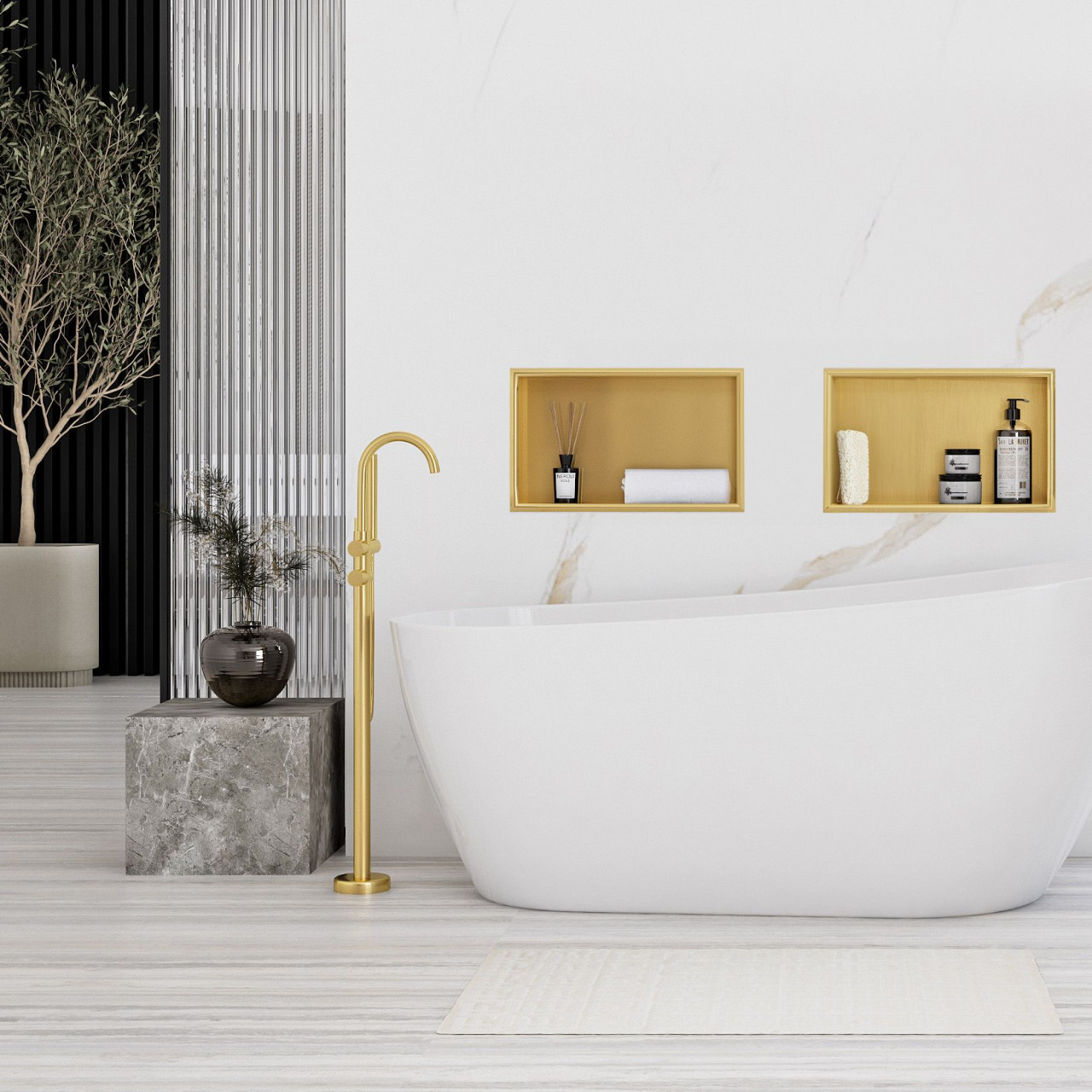 Poze Raft incastrat pentru baie 30x45 auriu periat