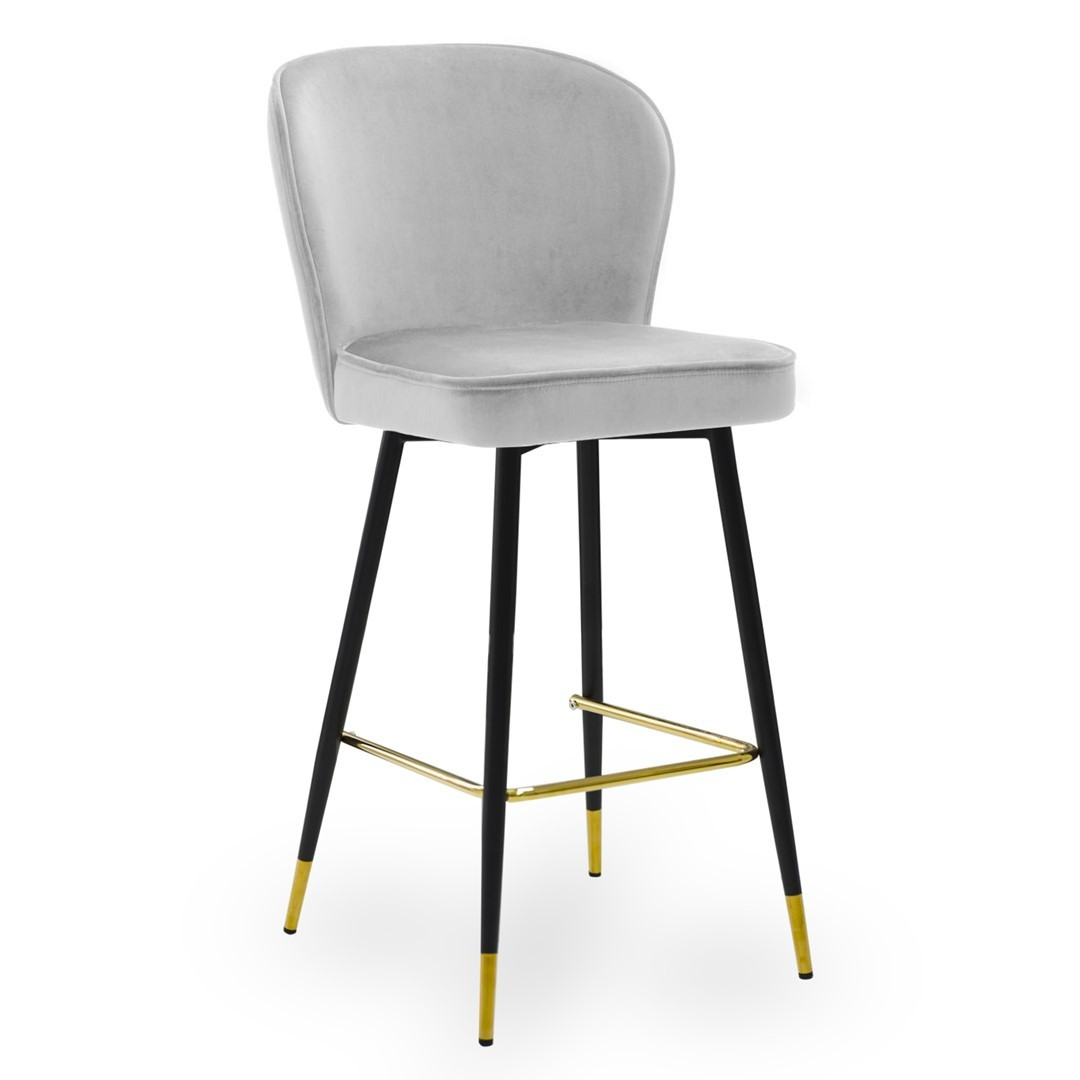 Poze Scaun de bar Aine gri picioare negru/gold - H60 cm