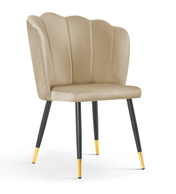 Poze Scaun tapitat Hilton bej picioare negru/gold - H88 cm