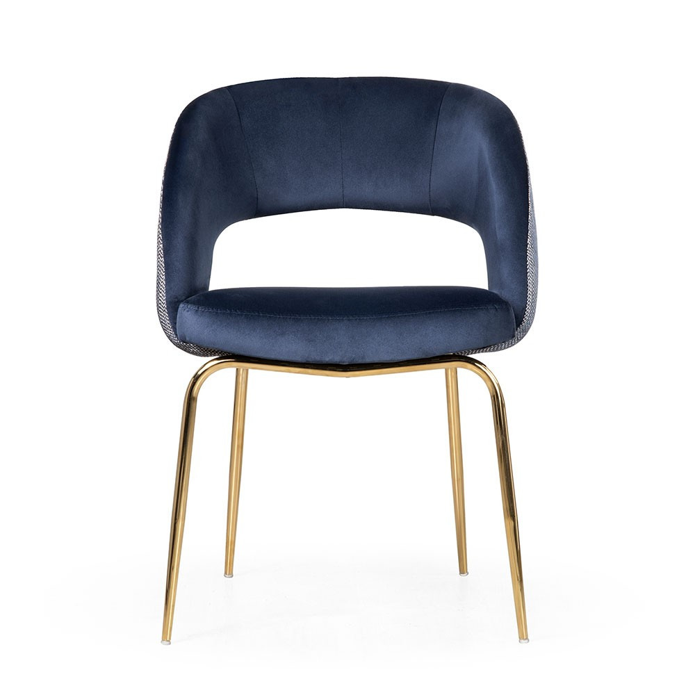 Poze Scaun tapitat Lizbona bleumarin/gold – H79 cm