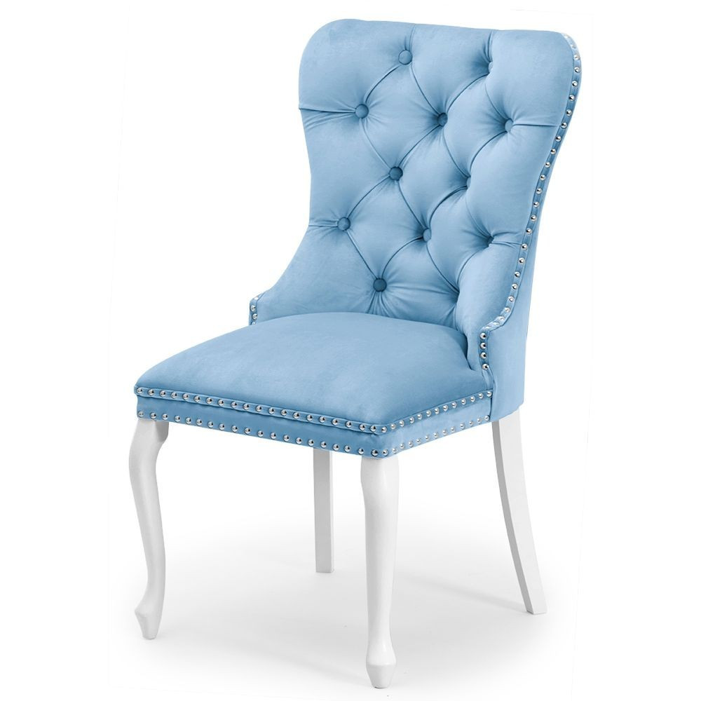 Poze Scaun tapitat Madame Charlotte albastru deschis/alb