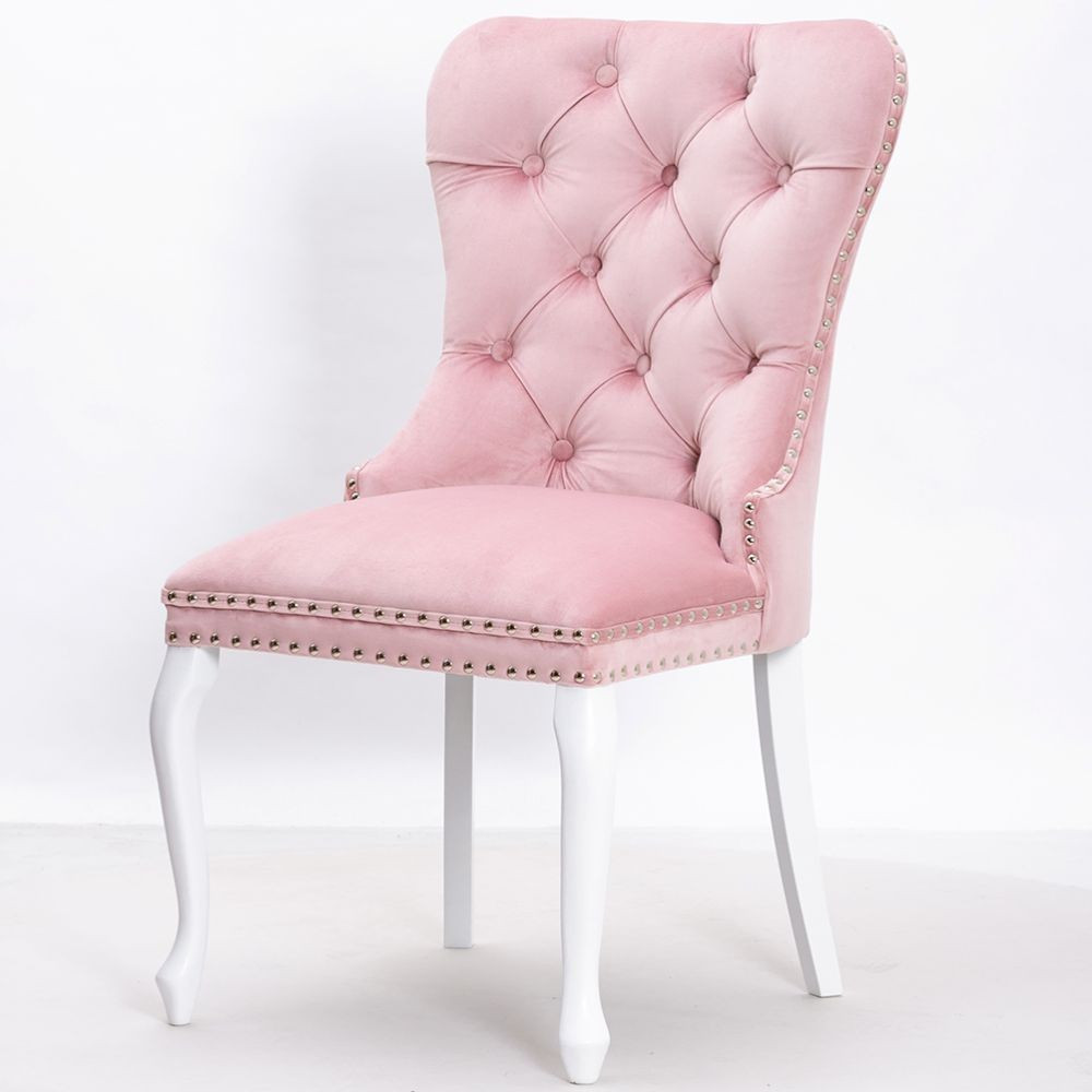 Poze Scaun tapitat Madame Charlotte roz/alb