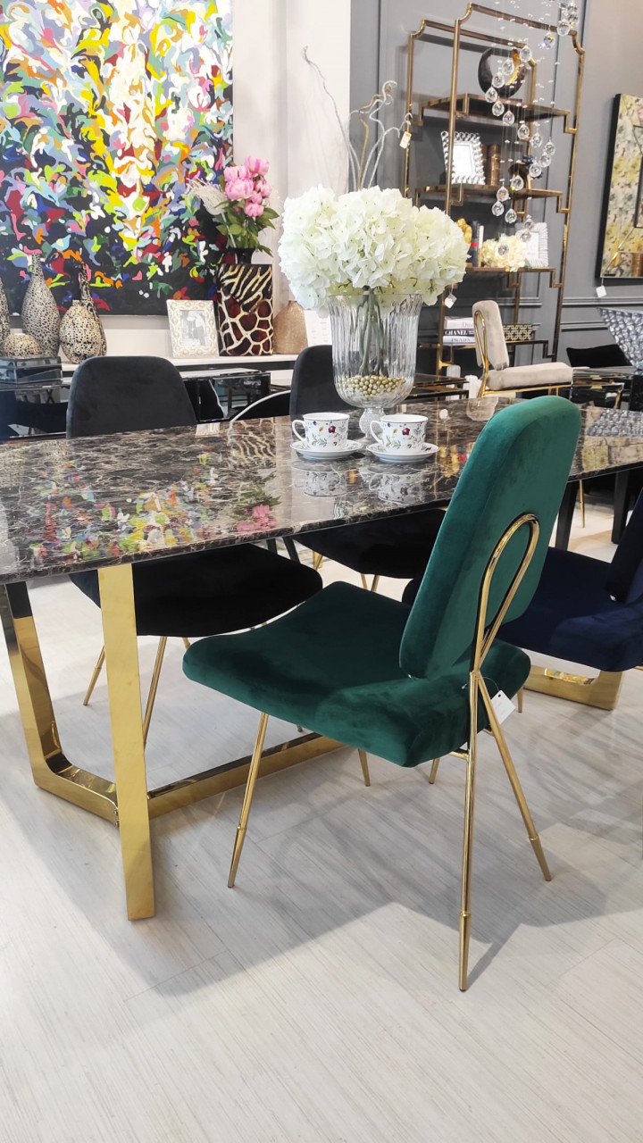 Poze Scaun tapitat Salvadore verde/gold – H93 cm