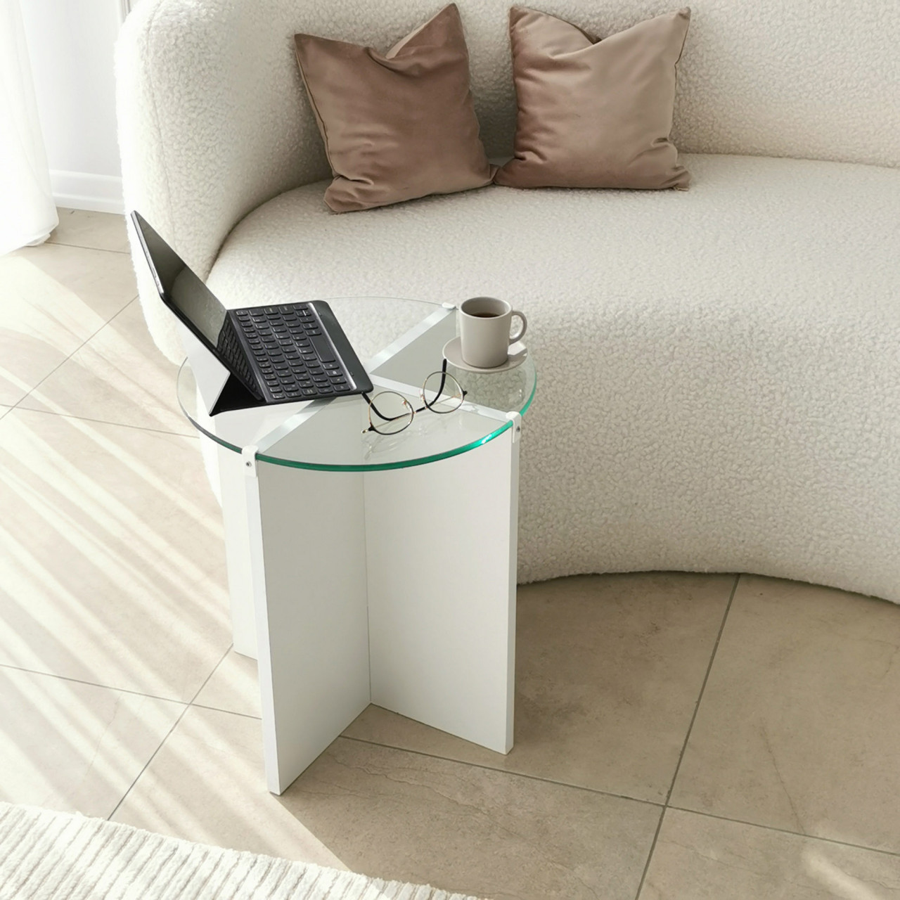 Poze Set 2 masute de cafea Lily alb