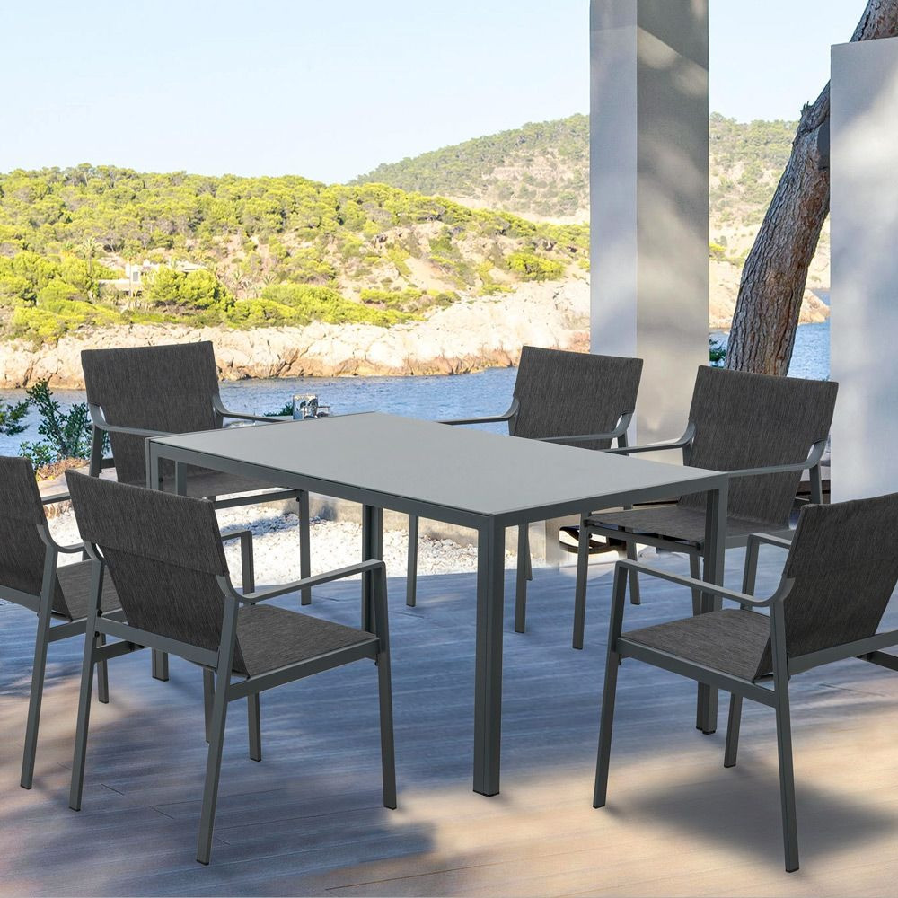 Poze Set masa + 6 scaune Osman antracit L150 cm
