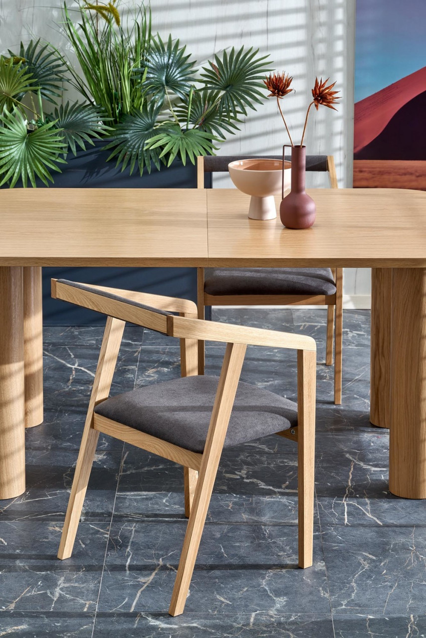 Poze Set masa extensibila Elefante L160-240 cm + 6 scaune Azul 2 stejar natural/gri catifea