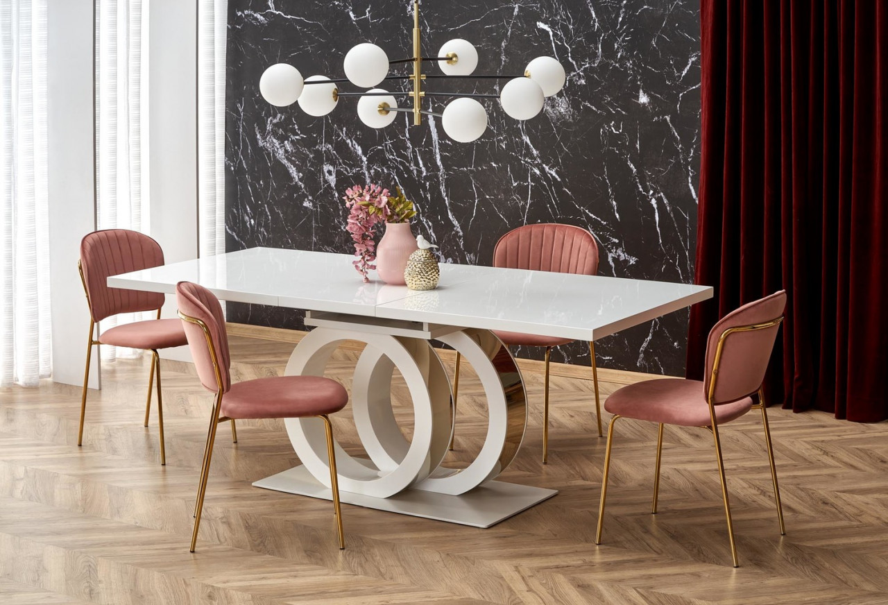 Poze Set masa extensibila Galardo + 4 scaune K499 velvet roz