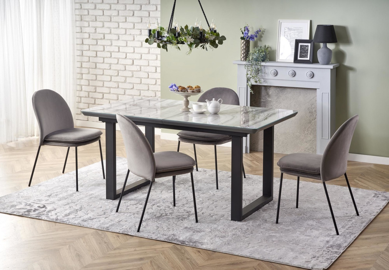 Poze Set masa extensibila Marley 160-200 cm + 4 scaune K443 velvet gri