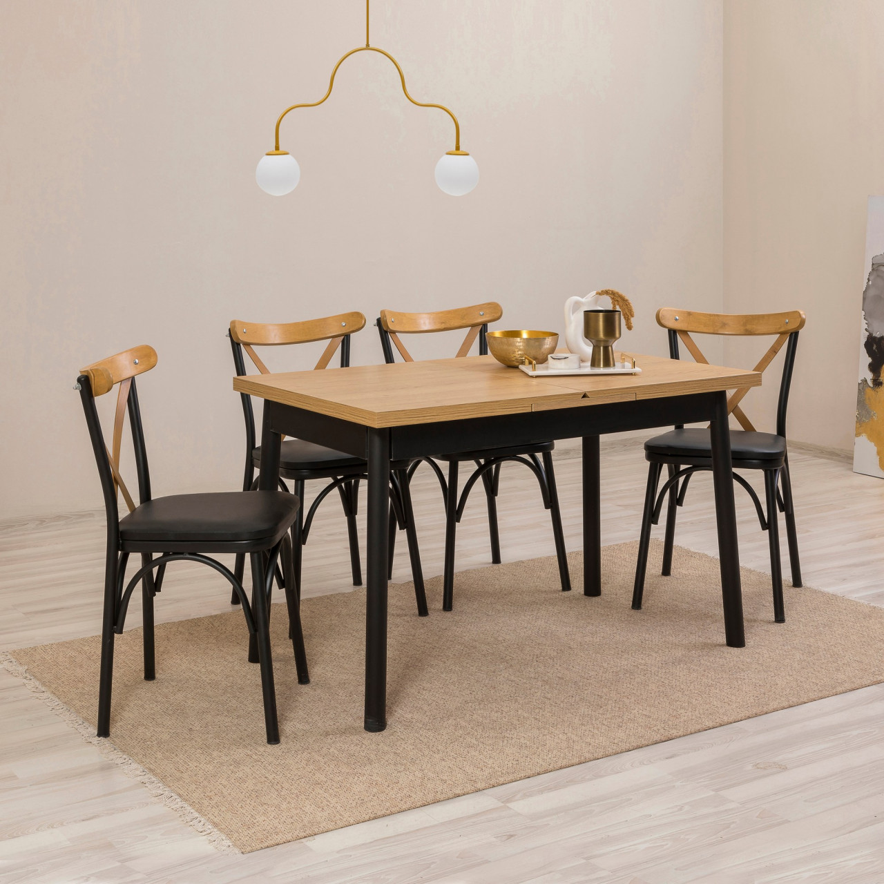 Poze Set masa extensibila si scaune (5 piese) OLİVER AÇL. KARİNA-BLACK