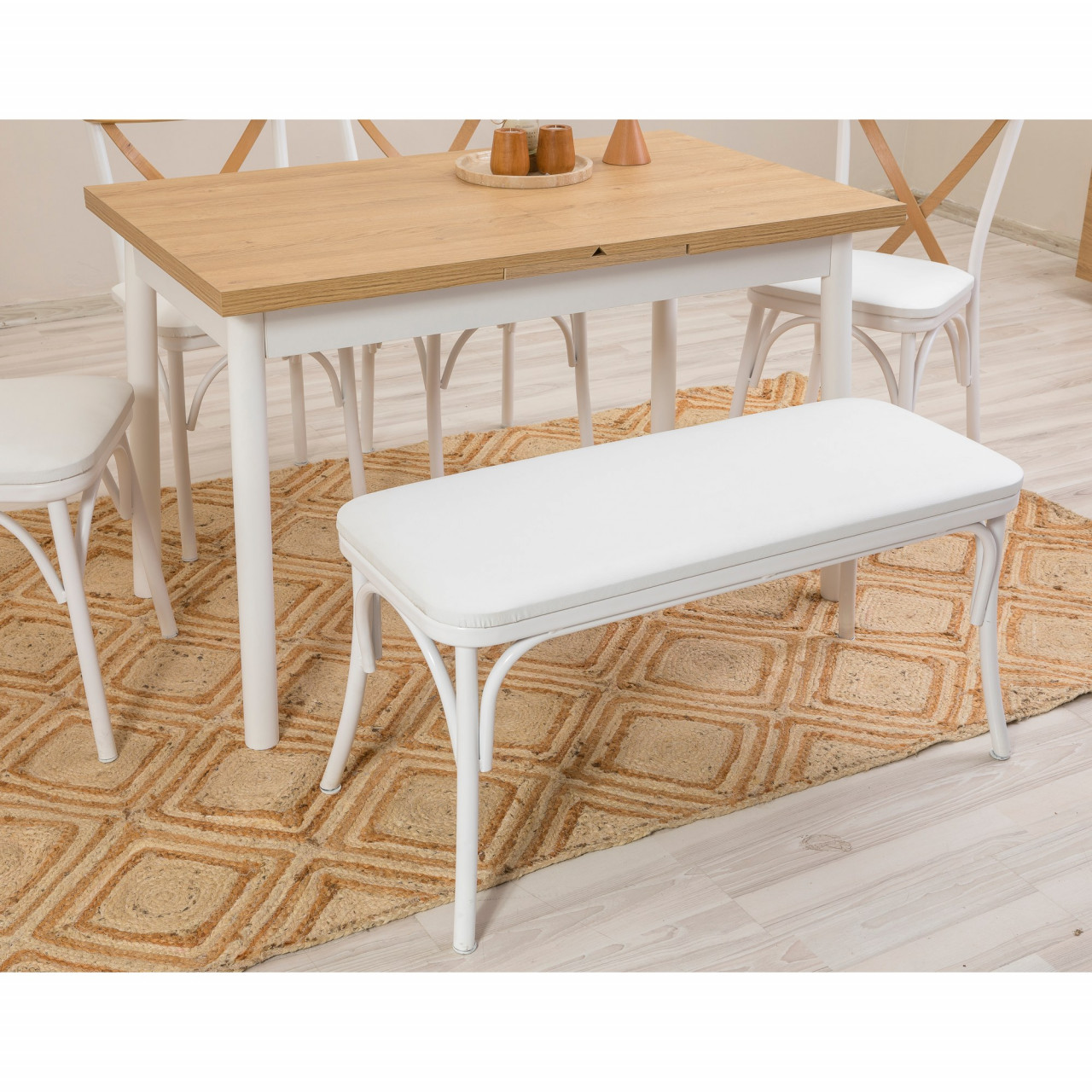 Poze Set masa extensibila si scaune (6 piese) OLİVER AÇL.KARİNA-WHİTE