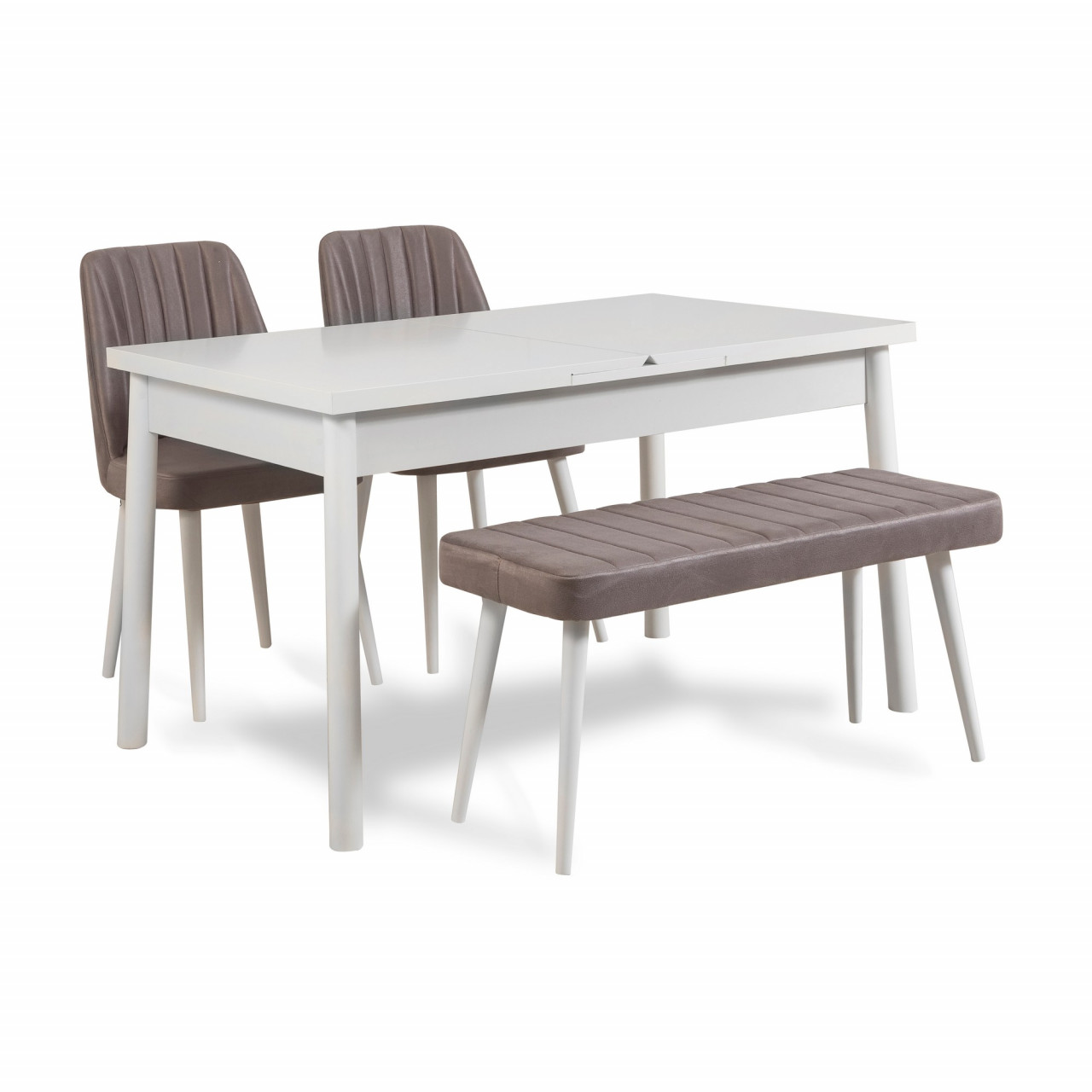 Poze Set masa extensibila si scaune (6 piese) Santiago White Grey
