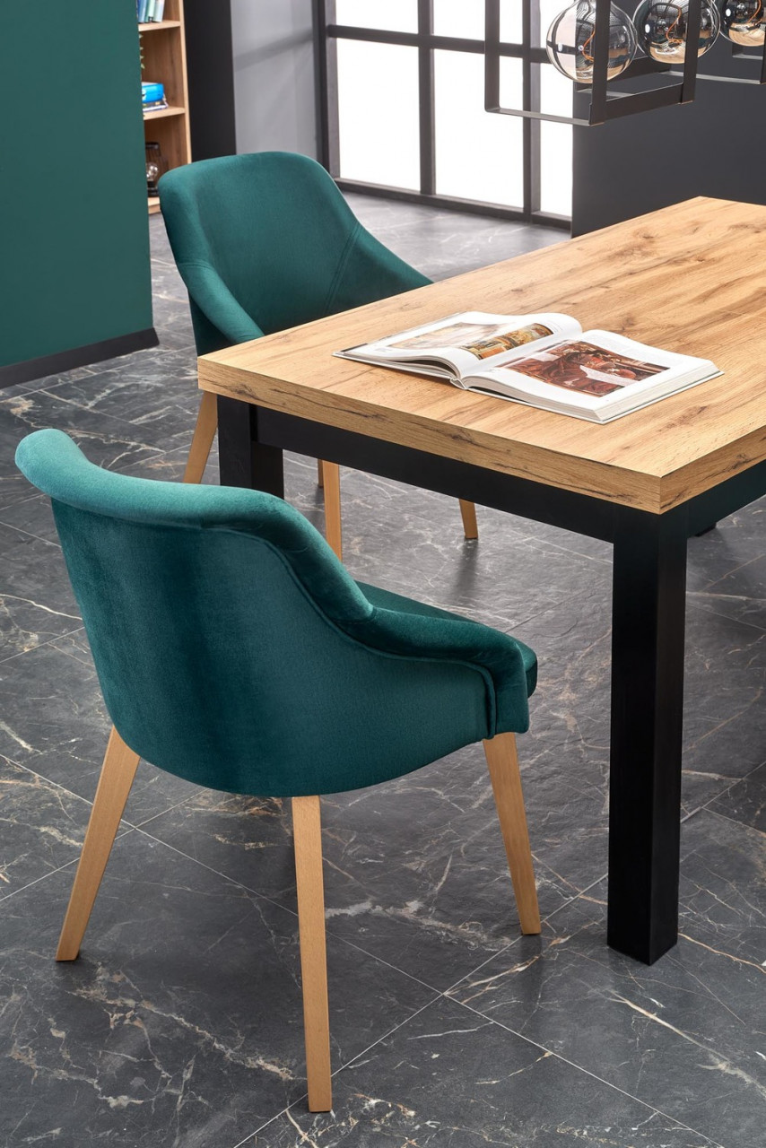 Poze Set masa extensibila Tiago L140-220 cm + 4 scaune Toledo 2 verde/stejar miere