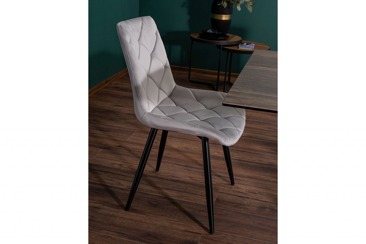 Poze Set masa extensibila Westin maro/negru mat L160-240 cm + 6 scaune Ralph velvet gri deschis Blu03