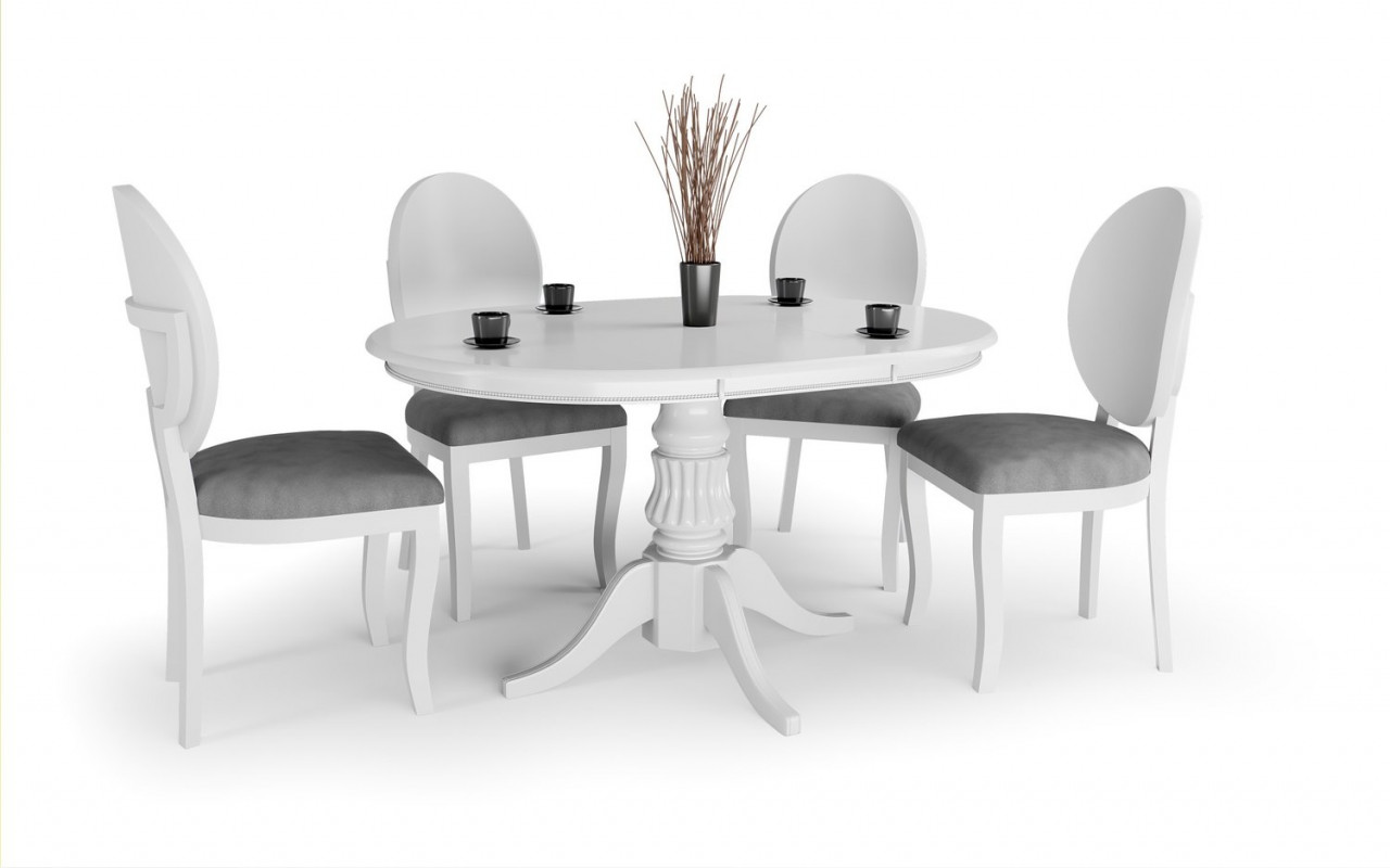 Poze Set masa extensibila William L90-124 cm + 4 scaune Verdi gri/alb