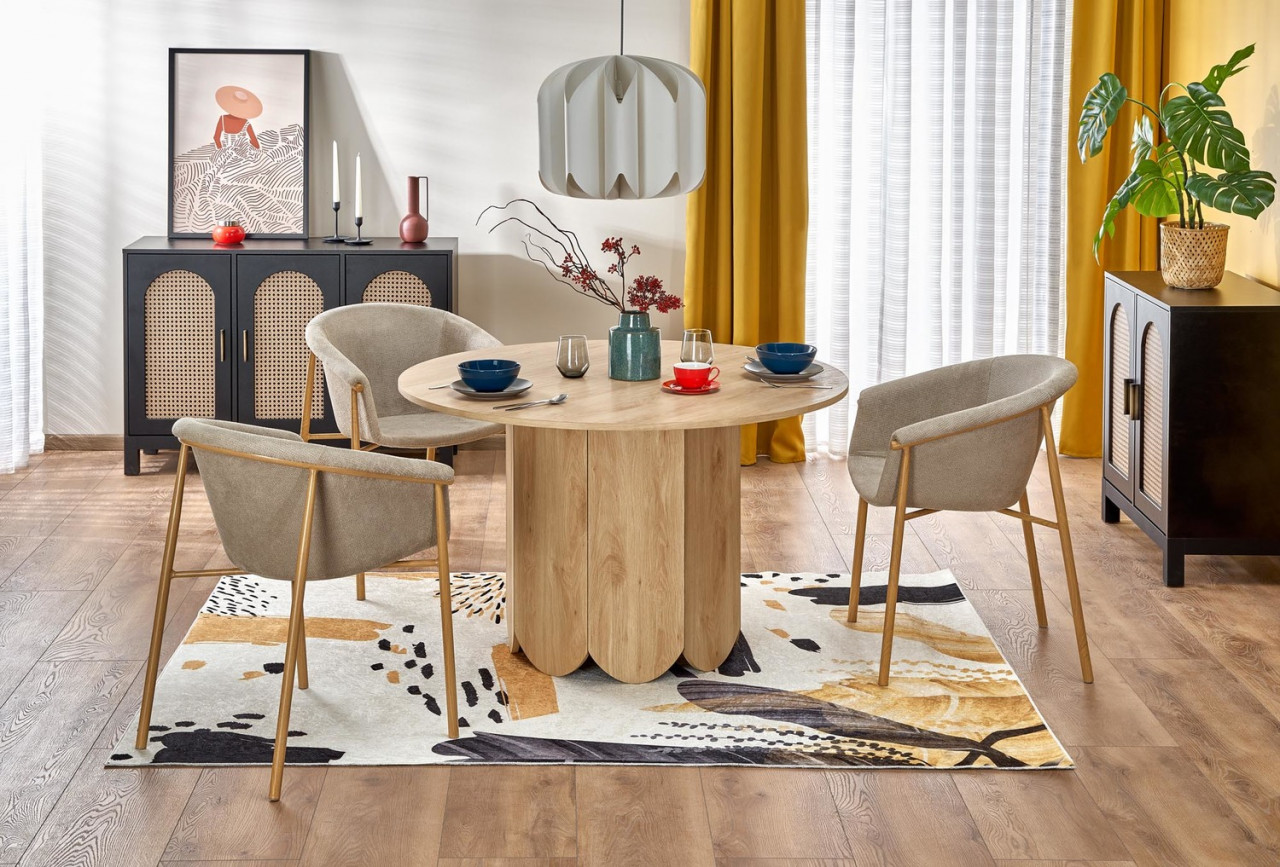 Poze Set masa rotunda Hugo + 3 scaune K489 bej/auriu