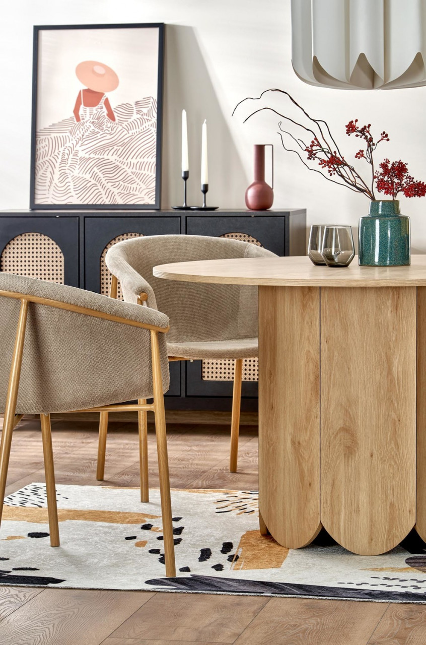 Poze Set masa rotunda Hugo + 4 scaune K489 bej/auriu