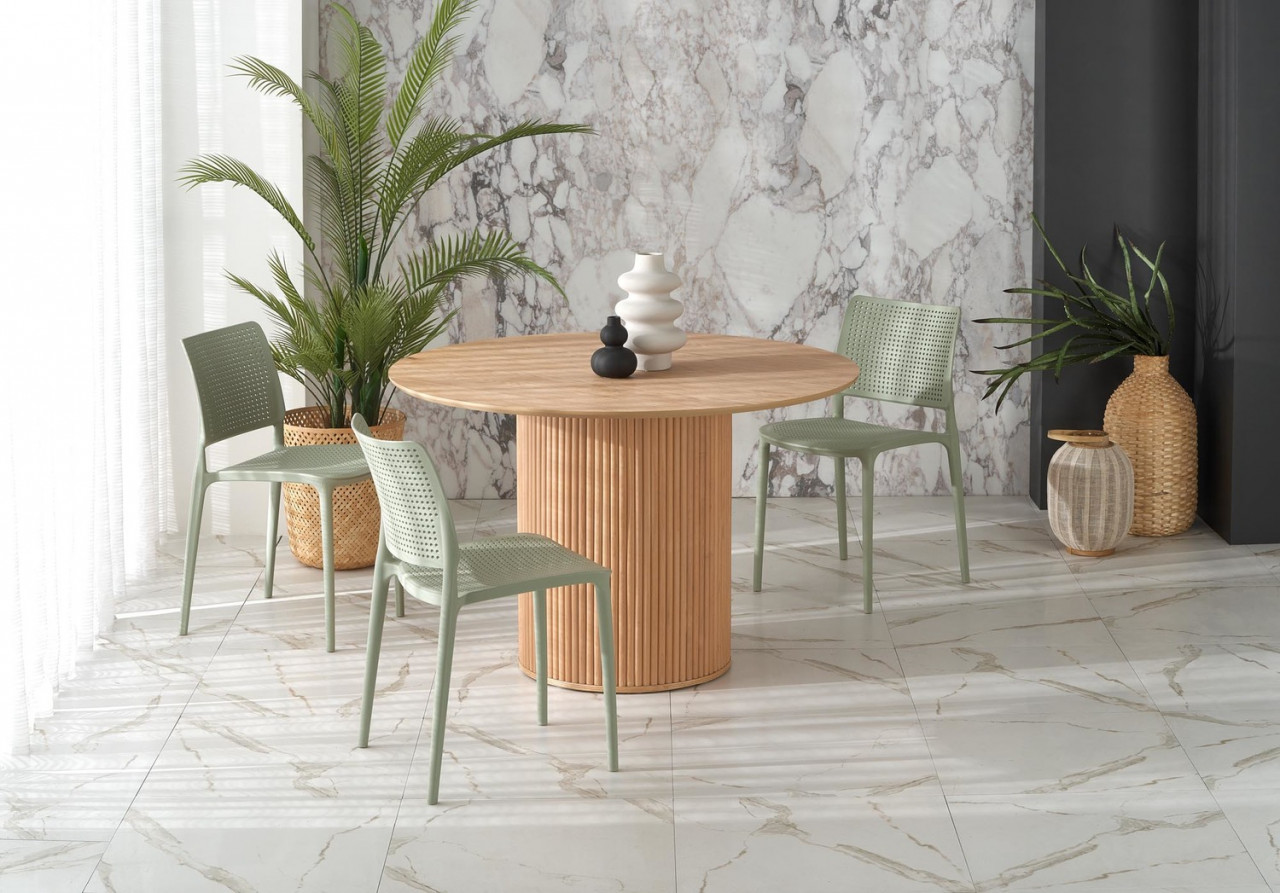 Poze Set masa rotunda Lopez + 4 scaune din plastic K514 menta
