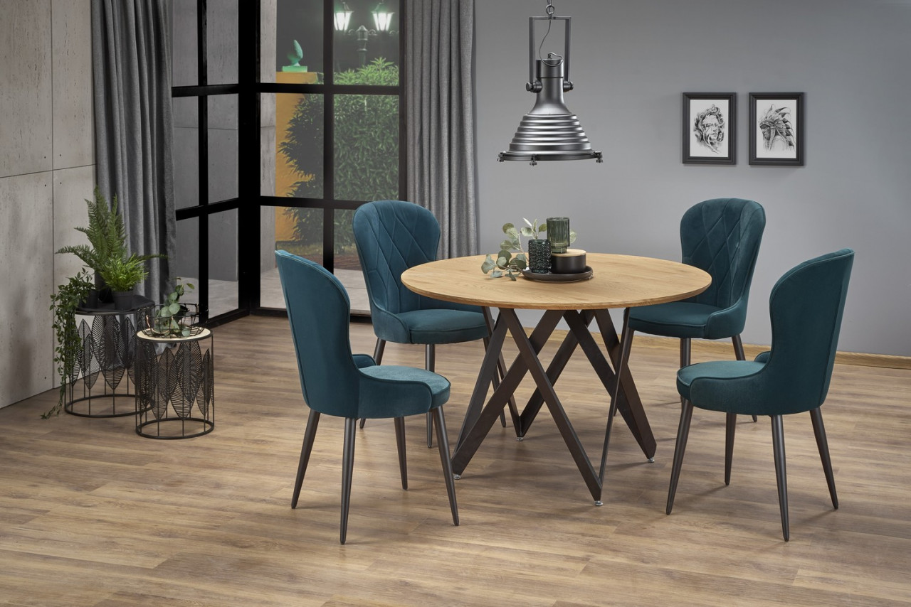Poze Set masa rotunda Mozambik ø120 cm + 4 scaune K366 verde inchis