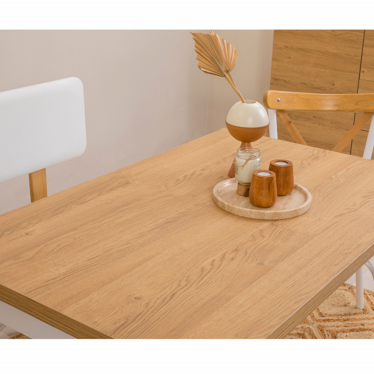 Poze Set masa si scaune (4 piese) OLİVER SBT KARİNA-WHİTE