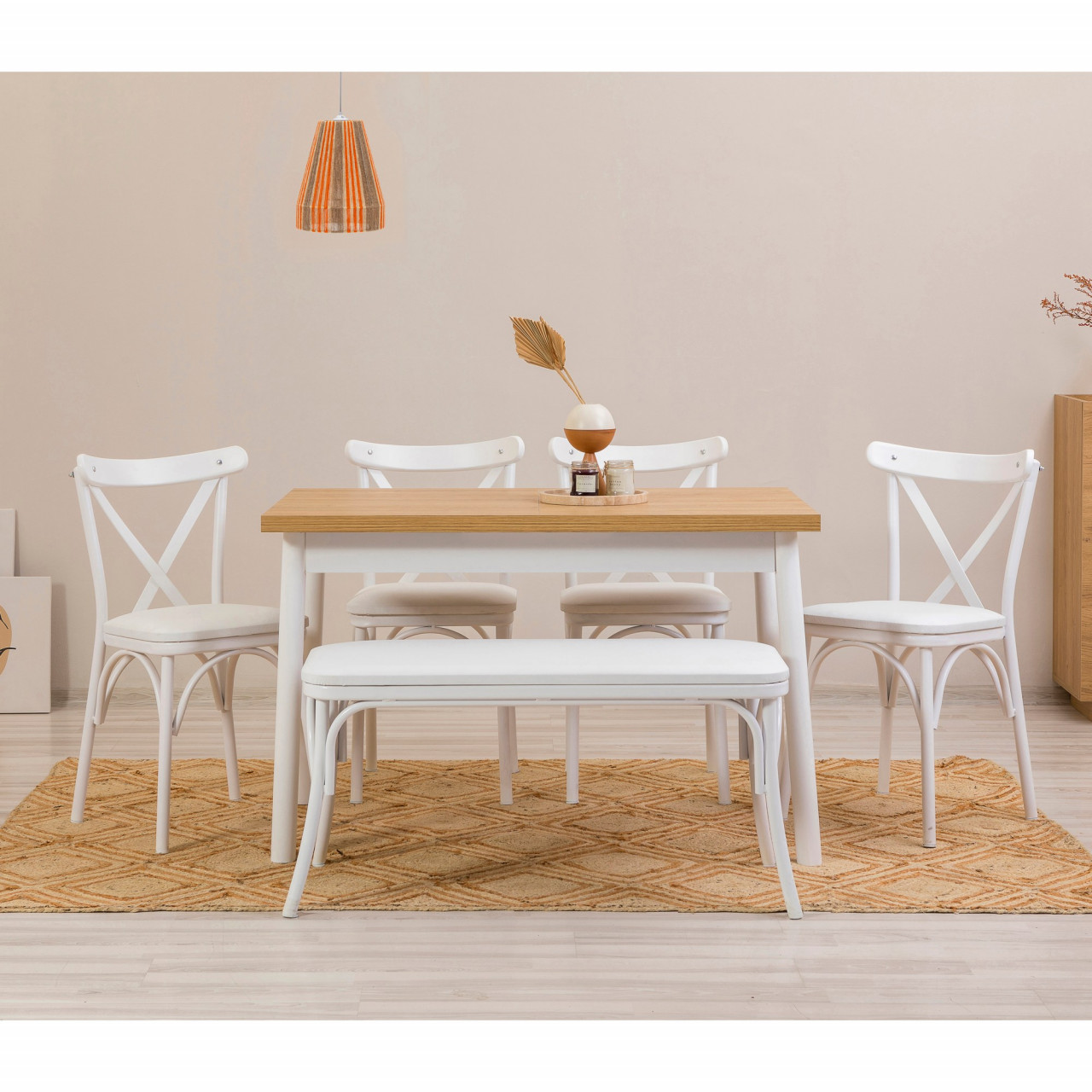 Poze Set masa si scaune (6 piese) OLİVER SBT.WHİTE-KARİNA-WHİTE