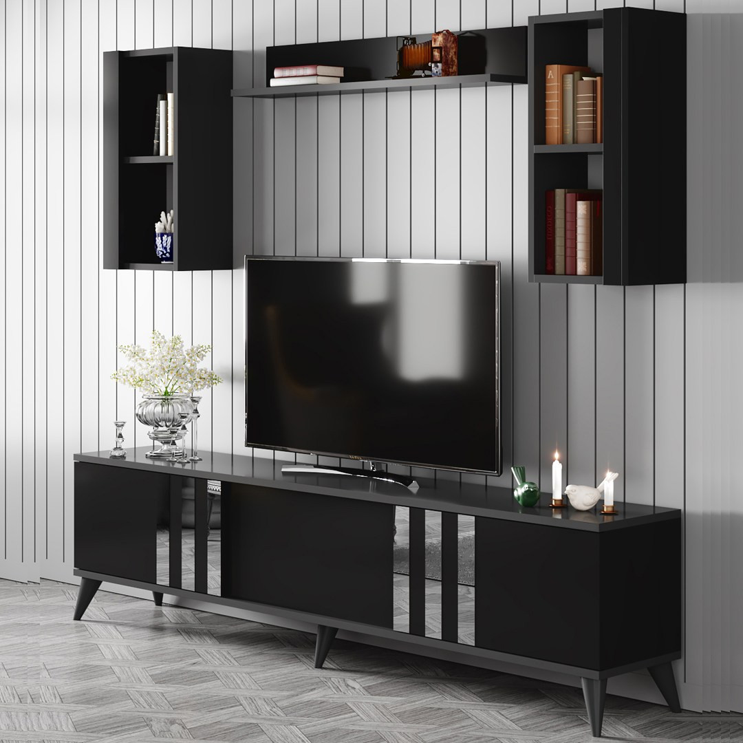 Set mobilier living Chrome antracit/negru