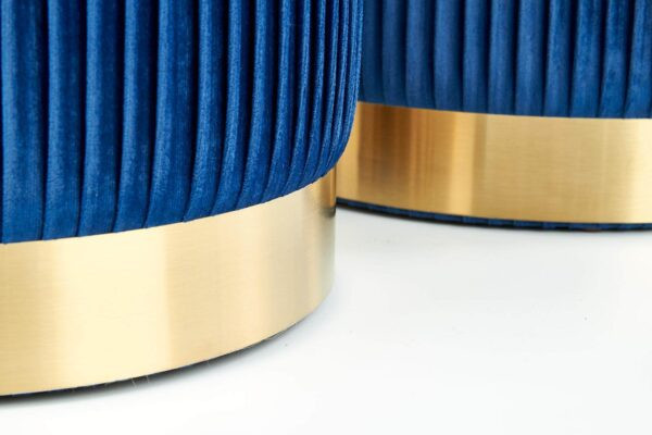 Poze Set tabureti tapitati Monty Albastru / Gold