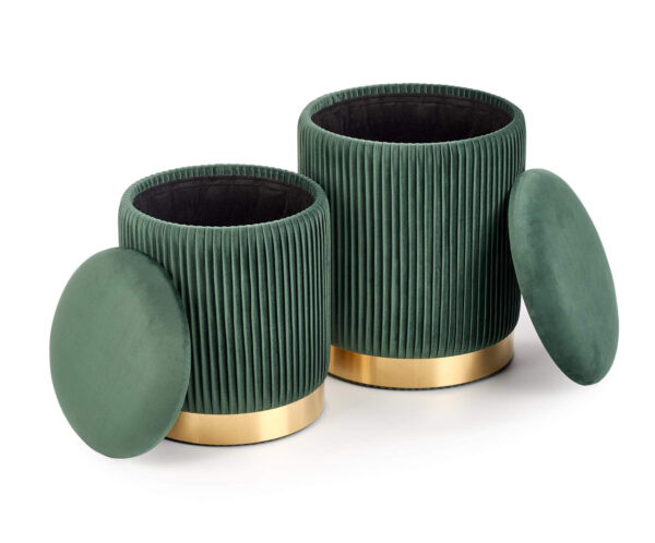 Poze Set tabureti tapitati Monty verde/auriu