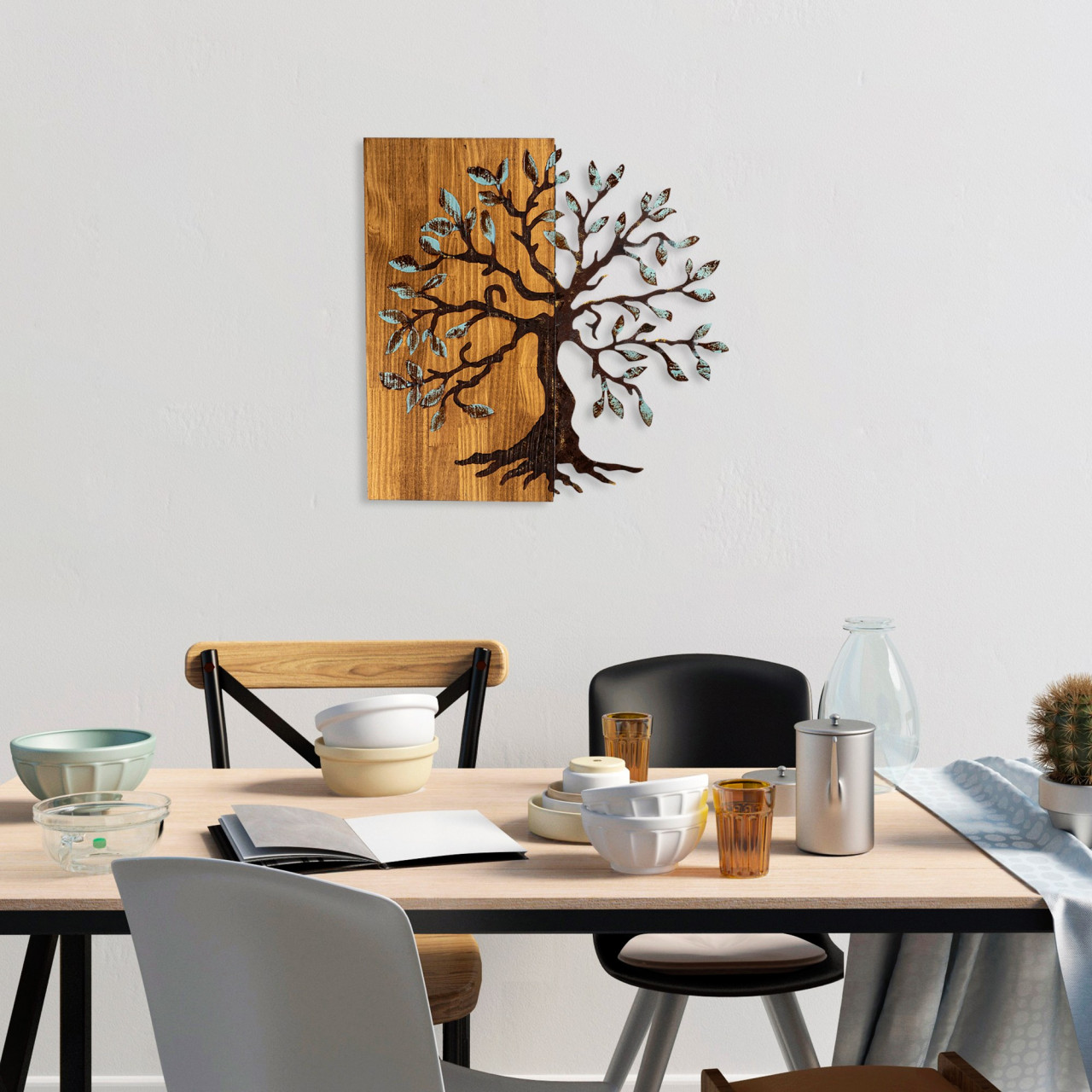Poze Accesoriu decorativ de perete din lemn Agac 5 nuc/maro