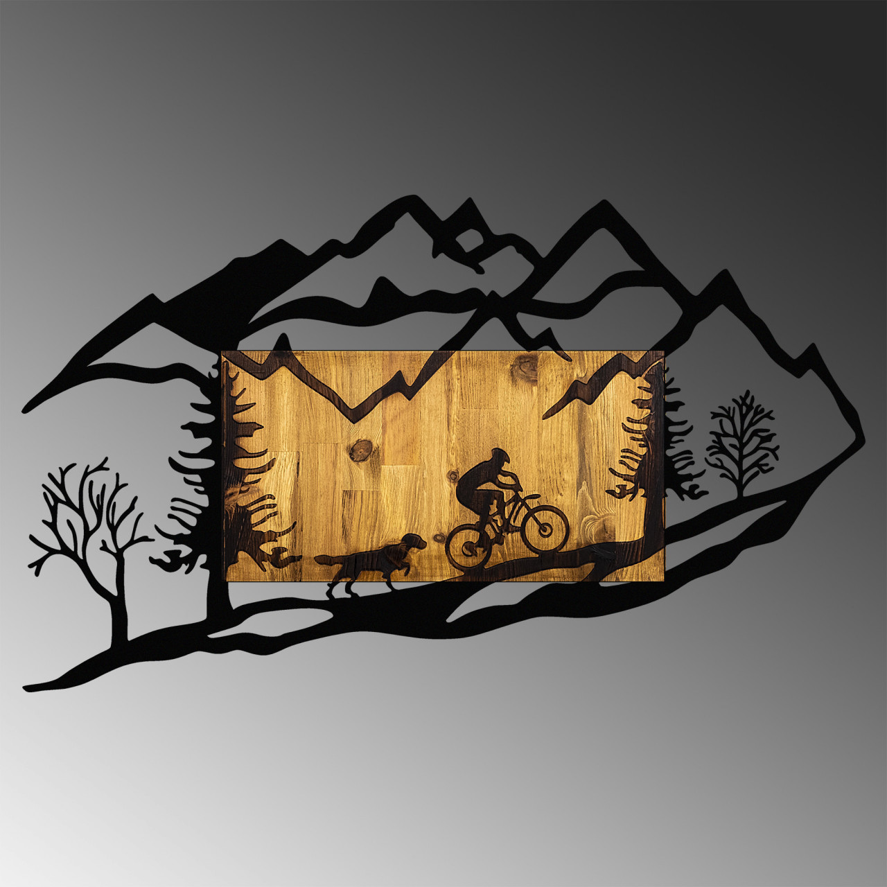Poze Accesoriu decorativ de perete din lemn Bicycle Riding in Nature 1