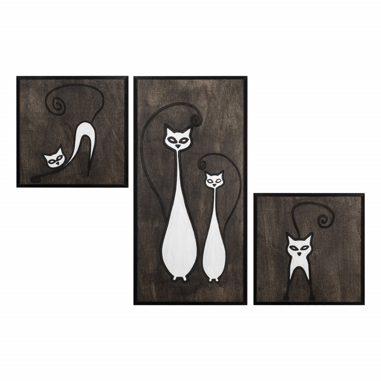 Poze Accesoriu decorativ de perete din lemn Cat family set