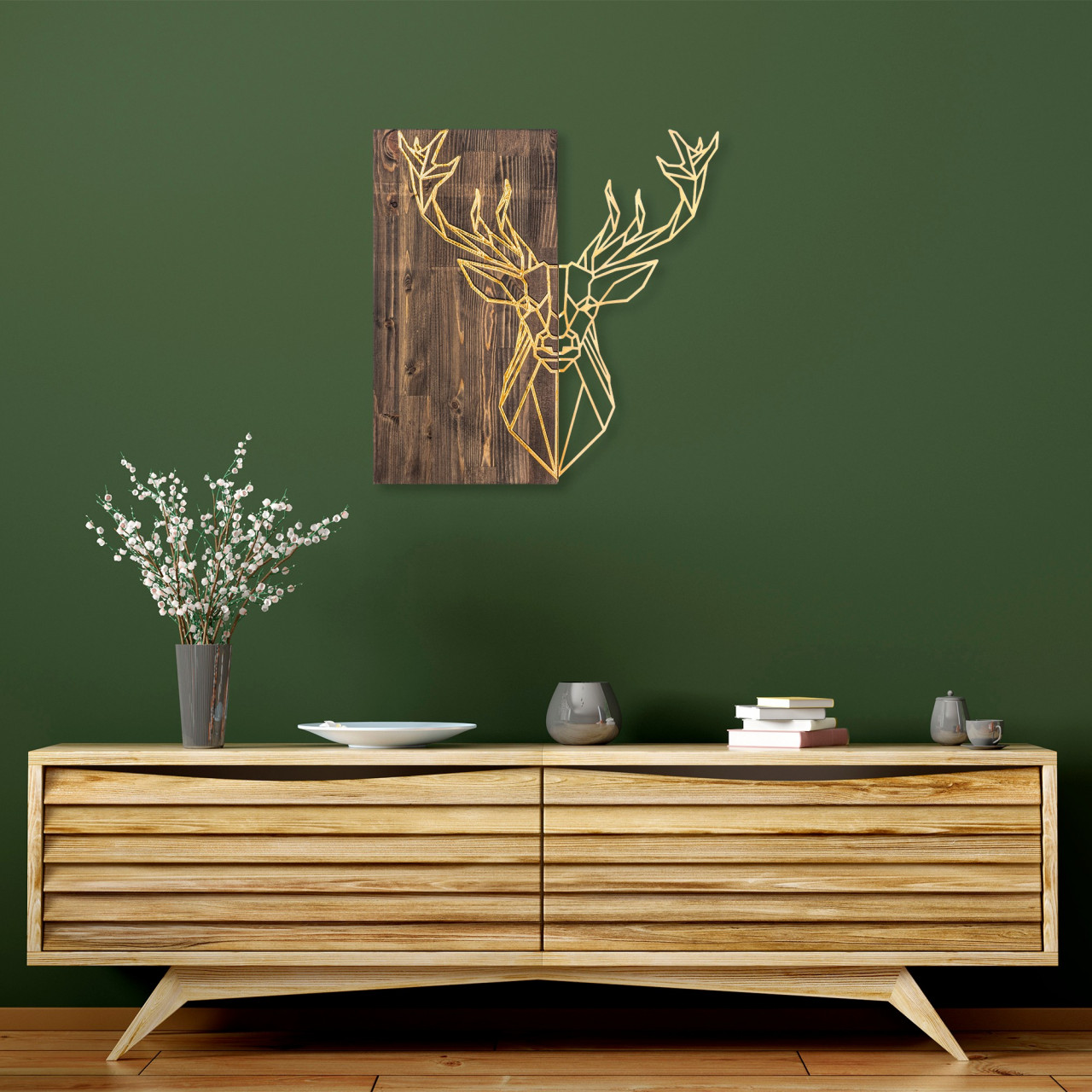 Poze Accesoriu decorativ de perete din lemn Deer1 auriu
