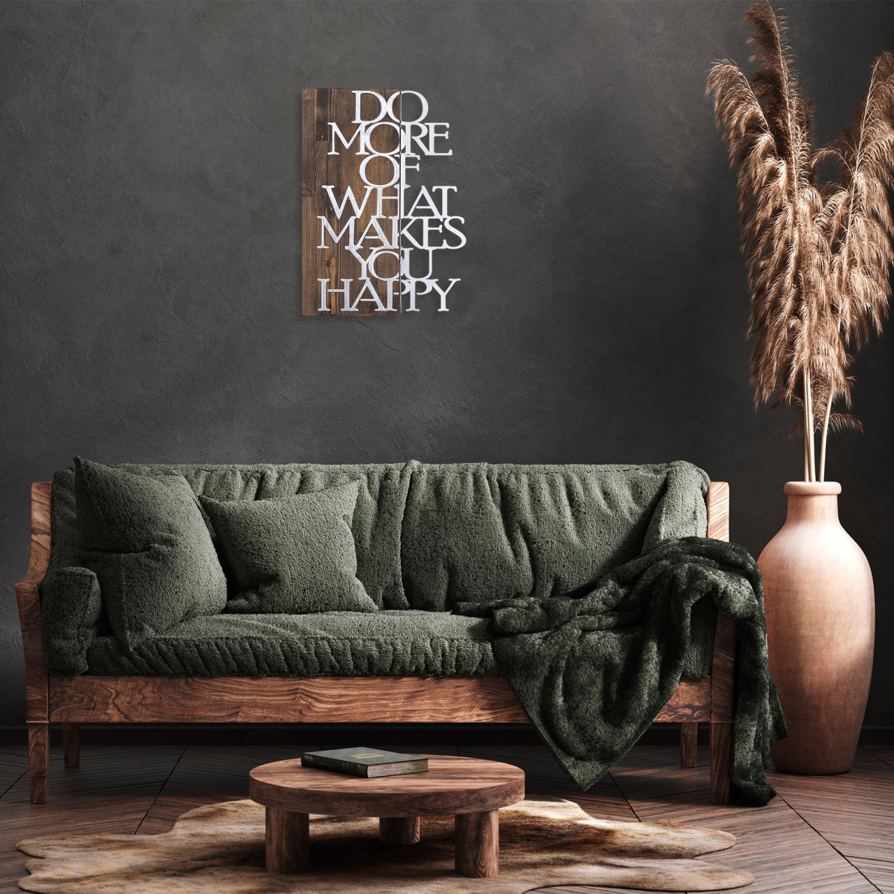 Poze Accesoriu decorativ de perete din lemn Do more - argintiu