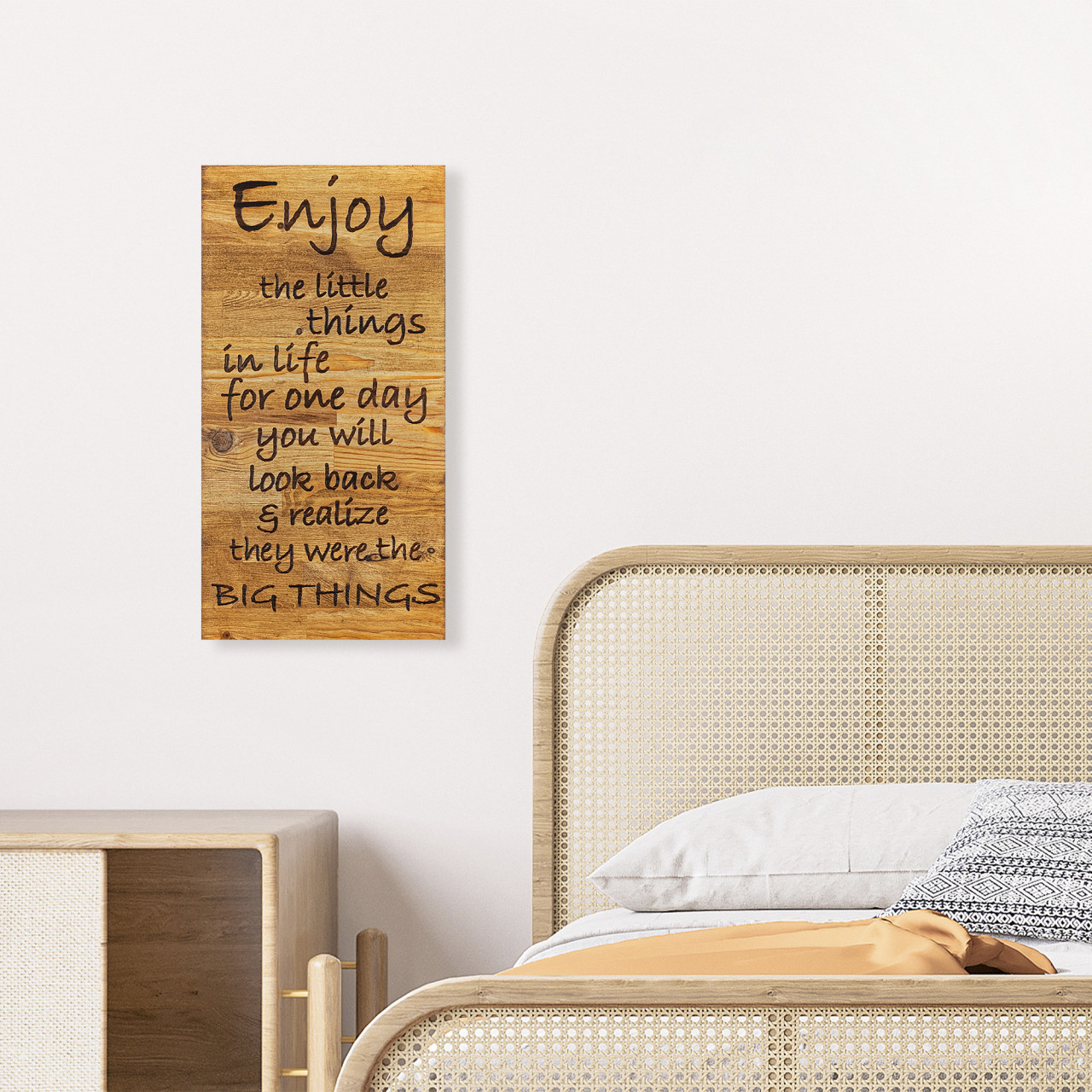 Poze Accesoriu decorativ de perete din lemn Enjoy the little things
